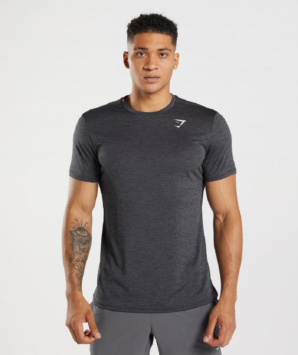 T Shirts Gymshark Arrival Marl Hombre Negras Negras Gris | CO 3381GSO